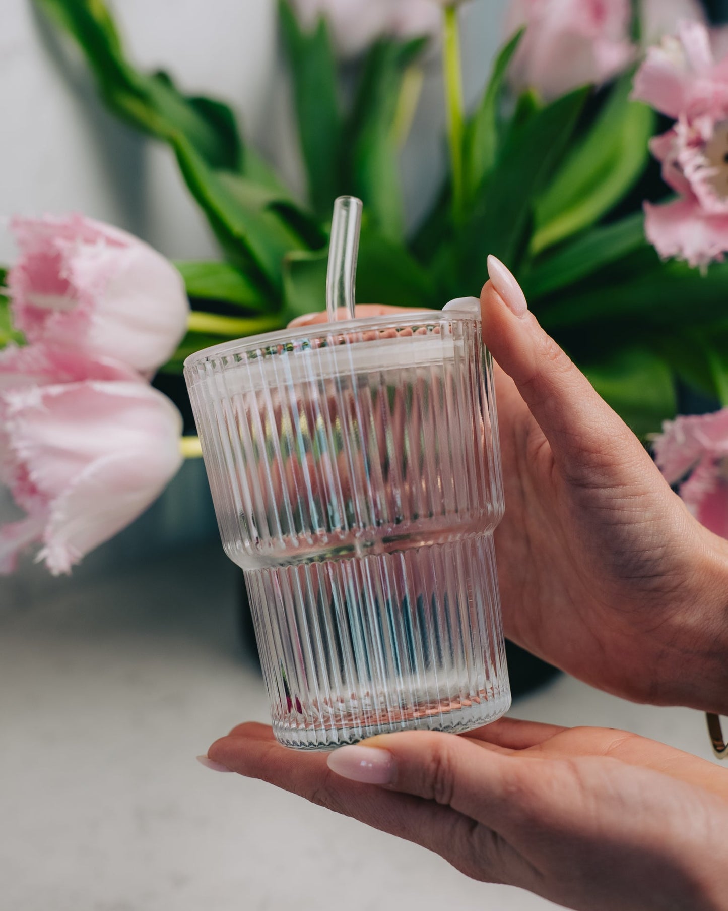 Stylish glass cup, made to go